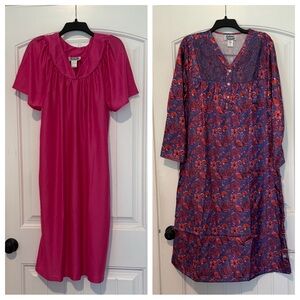 Lot of 2 Anthony Richards Pink Purple Muumuu House Dress Nightgowns Womens Large